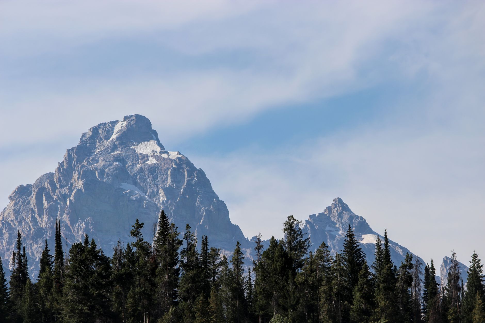 The Teton mountain range with snow-capped peaks, Wyoming